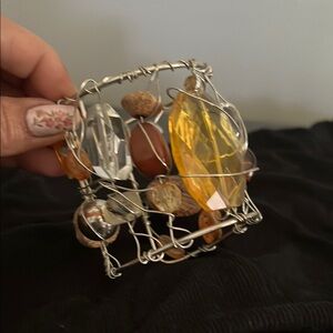 Handcrafted Silver and Gold Wire cuff Bracelet